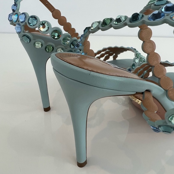 AQUAZZUA BLUE TONE CRYSTAL SANDALS 85MM SIZE IT 38 / US 8 NIB! - Picture 16 of 17